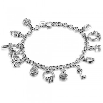 New Hot Silver Solid Color Bracelets For Women Fashion Women Jewelry Wholesale Heart Hollow Out Bracelet Valentines Day Gift