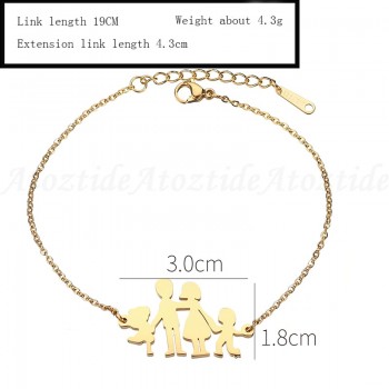 Atoztide Fashion Stainless Steel Figure Family Bracelets With Mom Dad Girl Boy Women Charm Adjustable Gold Bracelets Kids Gift