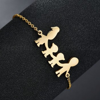 Atoztide Fashion Stainless Steel Figure Family Bracelets With Mom Dad Girl Boy Women Charm Adjustable Gold Bracelets Kids Gift