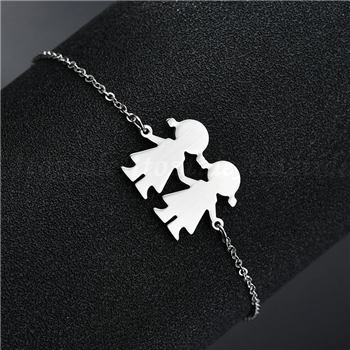 Atoztide Fashion Stainless Steel Figure Family Bracelets With Mom Dad Girl Boy Women Charm Adjustable Gold Bracelets Kids Gift