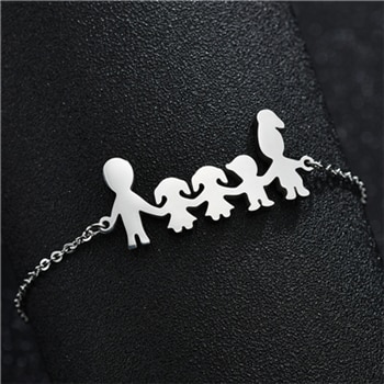 Atoztide Fashion Stainless Steel Figure Family Bracelets With Mom Dad Girl Boy Women Charm Adjustable Gold Bracelets Kids Gift
