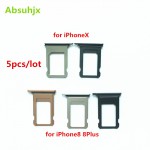 Absuhjx 5pcs SIM Card Tray for iPhone X 8 Plus 8G 8P SIM Card Holder Slot Reader Adapter Replacement Parts
