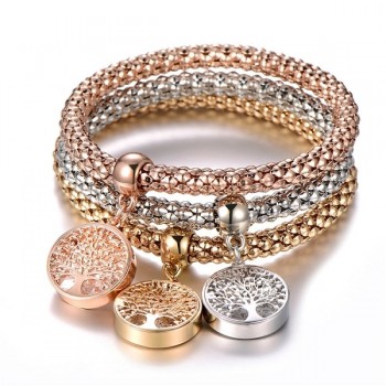 3Pcs Tree of Life Bracelet Popcorn Owl Heart Anchor Musical Note Charm Bracelets For Women Pulseria Feminina Boy amp; Girl Jewelry