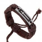 2019 New Fashion Vintage Brown Cow Leather Bracelets amp; Bangles Metal Cross Charm Adjustable Wax Cord
