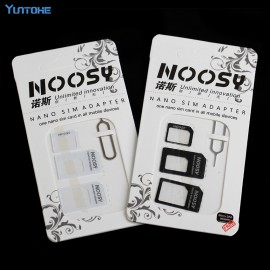 100sets 4in1 Noosy Nano Sim Card Adapter + Micro Sim cards adapter + Standard SIM Card Adapter With Eject pin For Iphone samsung
