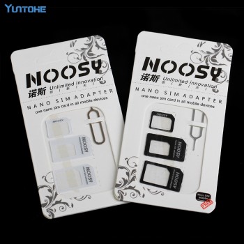 100sets 4in1 Noosy Nano Sim Card Adapter + Micro Sim cards adapter + Standard SIM Card Adapter With Eject pin For Iphone samsung