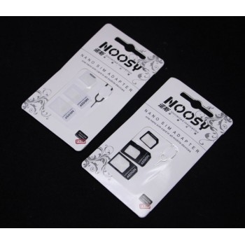 100sets 4in1 Noosy Nano Sim Card Adapter + Micro Sim cards adapter + Standard SIM Card Adapter With Eject pin For Iphone samsung