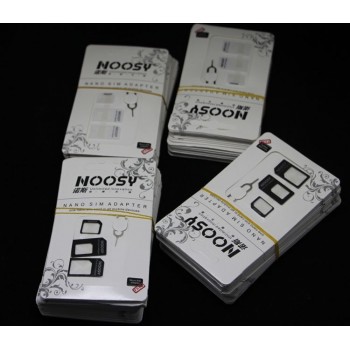 100sets 4in1 Noosy Nano Sim Card Adapter + Micro Sim cards adapter + Standard SIM Card Adapter With Eject pin For Iphone samsung