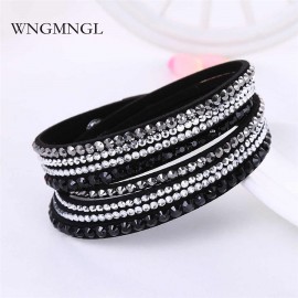 WNGMNGL 2018 New Bracelet 16 Colors Punk Rhinestone Crystal Wrap Multilayer Bracelets for women Charm Statement Fashion Jewelry
