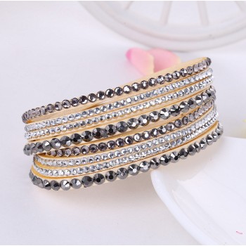 WNGMNGL 2018 New Bracelet 16 Colors Punk Rhinestone Crystal Wrap Multilayer Bracelets for women Charm Statement Fashion Jewelry