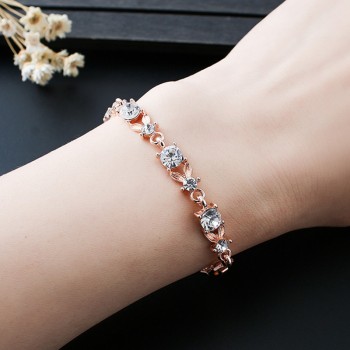 Luxury Blue Crystal Bracelet For Wedding Silver Bracelet Rhinestone Charm Women Bangles Jewelry Pulseira Feminina BR520