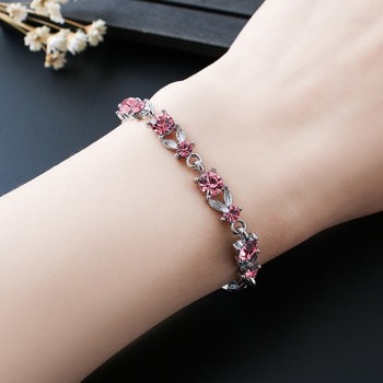 Luxury Blue Crystal Bracelet For Wedding Silver Bracelet Rhinestone Charm Women Bangles Jewelry Pulseira Feminina BR520