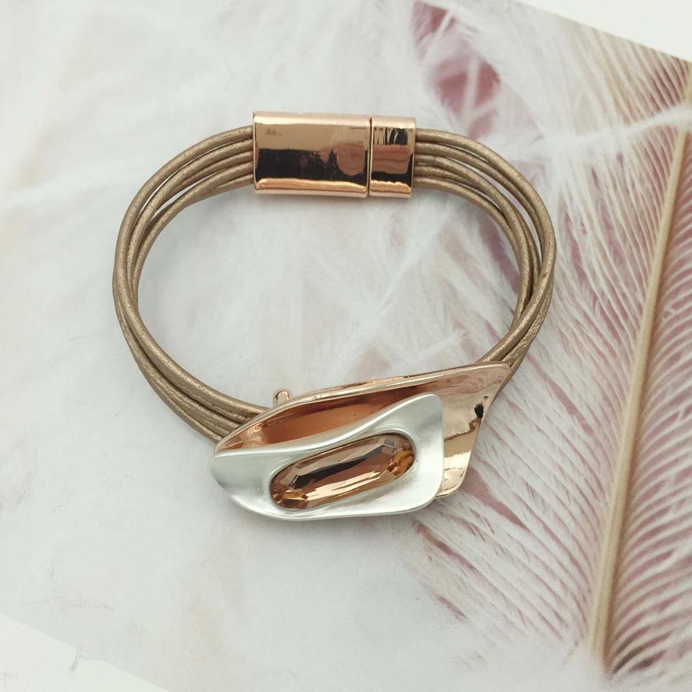 Bohemian Unique Design Crystal Bracelets amp; Bangles For Women Fashion Alloy Magnetic Tube Bar Clasp bracelet 3 Colors
