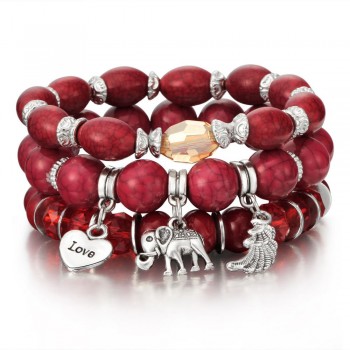 Natural Stone Beads Bracelets For Women Wing Tassel Charm Bracelets amp; Bangles Set Boho Vintage Jewelry pulseras mujer moda 2018