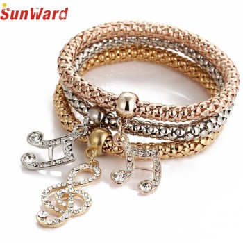 OTOKY Hot Sale 2018 3pcs Charm Women Bracelet Gold Silver Rose Gold Rhinestone Bangle Jewelry For Gift Dropshipping Mar21