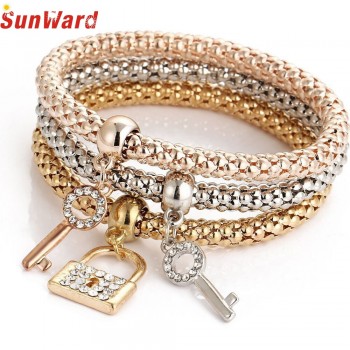 OTOKY Hot Sale 2018 3pcs Charm Women Bracelet Gold Silver Rose Gold Rhinestone Bangle Jewelry For Gift Dropshipping Mar21