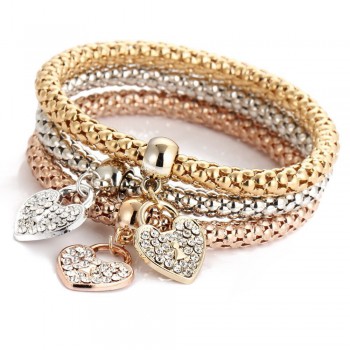 OTOKY Hot Sale 2018 3pcs Charm Women Bracelet Gold Silver Rose Gold Rhinestone Bangle Jewelry For Gift Dropshipping Mar21