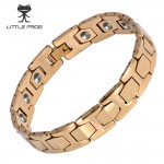 LITTLE FROG 15 PCS  99.9999% Germanium Bracelet Men Chain Link Health Energy Magnetic Tungsten steel Bracelets Bangle 10146