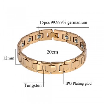 LITTLE FROG 15 PCS  99.9999% Germanium Bracelet Men Chain Link Health Energy Magnetic Tungsten steel Bracelets Bangle 10146