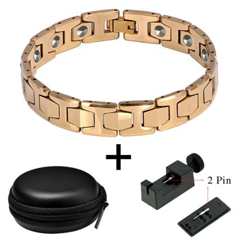 LITTLE FROG 15 PCS  99.9999% Germanium Bracelet Men Chain Link Health Energy Magnetic Tungsten steel Bracelets Bangle 10146