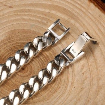 ZABRA Real 925 Sterling Silver Bracelet Mans 8mm Width Link Rock Fashion Chain Bracelets For Man Jewelry Gift