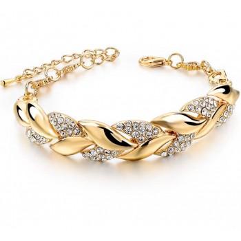 TOUCHEART Braided Gold color Leaf Bracelets amp; Bangles With Stones Luxury Crystal Bracelets For Women Wedding Jewelry Sbr140296