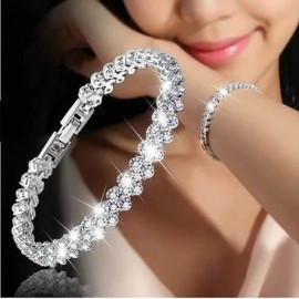 DIEZI Exquisite Luxury Roman Crystal Bracelet For Women Wedding Gift Korean Rose Gold Silver Chain Bracelets Bangles Jewelry
