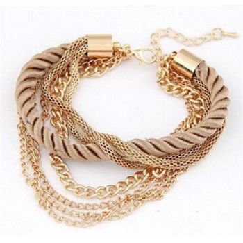 Free Shipping Fashion Multilayer Charm Bracelet Exaggerated Gold Chain Bracelet Femme High Quality Of Handwoven Rope Jewelry
