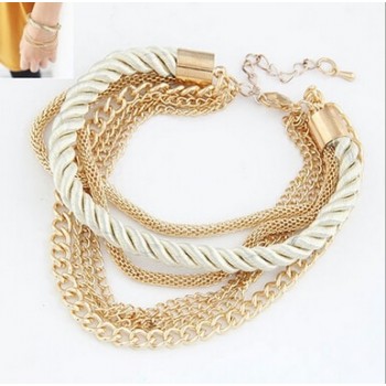 Free Shipping Fashion Multilayer Charm Bracelet Exaggerated Gold Chain Bracelet Femme High Quality Of Handwoven Rope Jewelry
