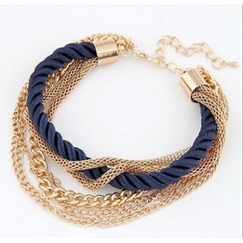 Free Shipping Fashion Multilayer Charm Bracelet Exaggerated Gold Chain Bracelet Femme High Quality Of Handwoven Rope Jewelry