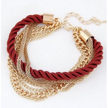 Free Shipping Fashion Multilayer Charm Bracelet Exaggerated Gold Chain Bracelet Femme High Quality Of Handwoven Rope Jewelry