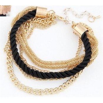 Free Shipping Fashion Multilayer Charm Bracelet Exaggerated Gold Chain Bracelet Femme High Quality Of Handwoven Rope Jewelry
