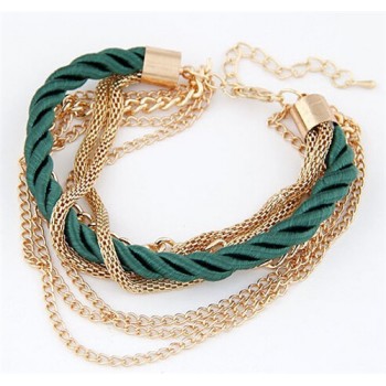 Free Shipping Fashion Multilayer Charm Bracelet Exaggerated Gold Chain Bracelet Femme High Quality Of Handwoven Rope Jewelry