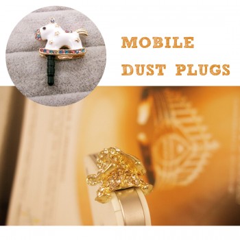 Marsnaska Full of Diamond Cute Jewelry Sleepy Little Elephant Phone Dust Plug For Iphone and All 3.5mm Earphone Plug