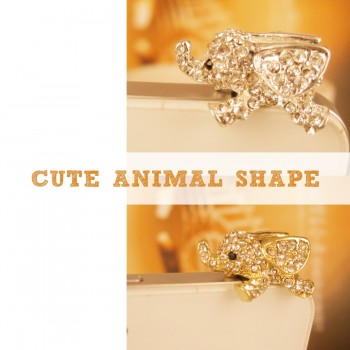 Marsnaska Full of Diamond Cute Jewelry Sleepy Little Elephant Phone Dust Plug For Iphone and All 3.5mm Earphone Plug