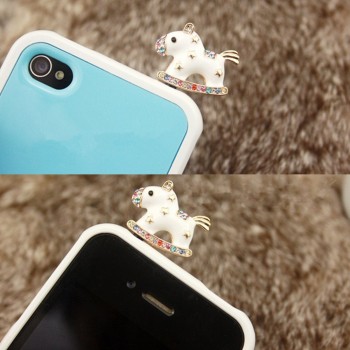 Marsnaska Full of Diamond Cute Jewelry Sleepy Little Elephant Phone Dust Plug For Iphone and All 3.5mm Earphone Plug