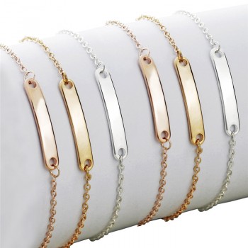 Custom Name ID Bar Bracelet Gold Stainless Steel Initial Charm Bracelets For Women Personalize Jewelry Best Friends Gift