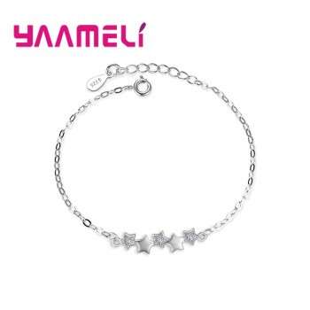 YAAMELI High Quality 925 Sterling Silver Bracelet Austrian Crystal Stars Charms Women Girls Bangles Jewelry Nice Christmas Gifts