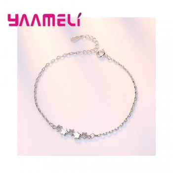YAAMELI High Quality 925 Sterling Silver Bracelet Austrian Crystal Stars Charms Women Girls Bangles Jewelry Nice Christmas Gifts