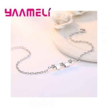 YAAMELI High Quality 925 Sterling Silver Bracelet Austrian Crystal Stars Charms Women Girls Bangles Jewelry Nice Christmas Gifts