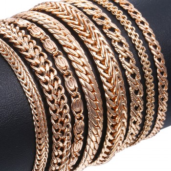 20cm Bracelets For Women Men 585 Rose Gold Curb Snail Foxtail Venitian Link Chains Mens Bracelets Fashion Jewelry Gifts KCBB1