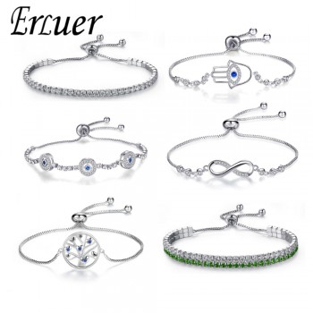 Adjustable Trendy Silver Plated Blue Crystal CZ Eyes Bracelets For Women Wedding fashion Jewelry Charming Bracelet amp; Bangles