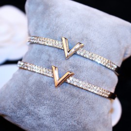 SUPIN V Letter Design Best Zircon Rose Gold And White Simple Jewelry Bracelets amp; Bangle For Women And Girls