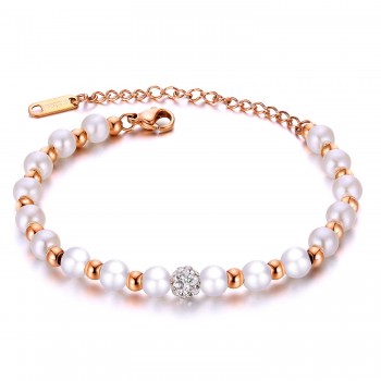 Classic pearl Simple Banglesamp;Bracelet For Women Wedding Jewelry Fashion bracelets Beads stainless steel bangle Fine quality
