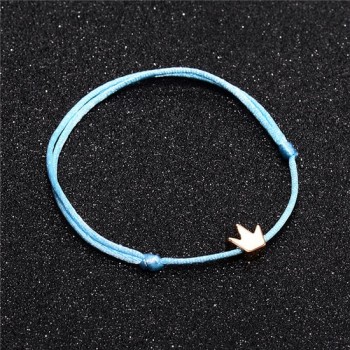 VEKNO Lucky Crown Heart Bracelet For Women Men Multicolor Rope Adjustable String Bracelet DIY Handmade Family Friendship Gift