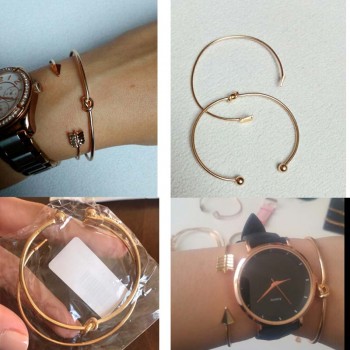 2PCS Vintage Gold Color Tie Knot Bracelet Bangles Simple Twist Cuff Open Bangles For Women Indian Jewelry Costume Jewellery 2018