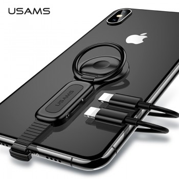 for Lighting Dual Adapter amp; Ring Holder USAMS 3.5mm Audioamp;charger Adjust Phone Holder fast charging for iPhone iOS Adapter OTG