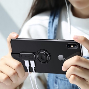 for Lighting Dual Adapter amp; Ring Holder USAMS 3.5mm Audioamp;charger Adjust Phone Holder fast charging for iPhone iOS Adapter OTG