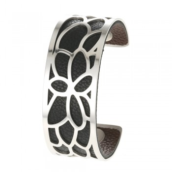 Legenstar Cuff Braceletsamp;Bangles for Women 25 mm Lotus Stainless Steel Reversible PU Leather Bracelet Interchangeable Jewelry
