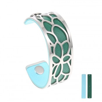 Legenstar Cuff Braceletsamp;Bangles for Women 25 mm Lotus Stainless Steel Reversible PU Leather Bracelet Interchangeable Jewelry